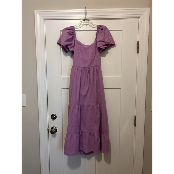 Miss Selfridge Lavender Purple Layered Ruffle Maxi Dress Size 4 Open Tie Back - Picture 3 of 6